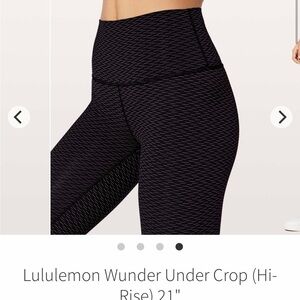 lululemon athletica Black Wunder Under Crop (Hi-Rise) 21" Size 4
